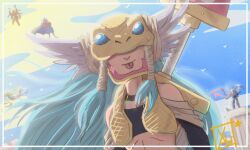 apollomon braid covered_eyes dianamon digimon digimon_(creature) highres long_hair marsmon mask minervamon venusmon wings