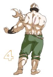 Rule 34 | 1boy, abyssman (kinnikuman), armor, artist request, back, clenched hand, full body, kinnikuman, manly, no humans, scar, single shoulder pad