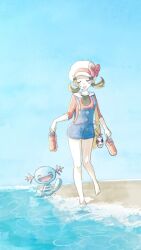Rule 34 | 1girl, 1other, asuka rkgk, bag, bare legs, barefoot, beach, black shirt, blue overalls, blue sky, bow, brown hair, cellphone, closed eyes, full body, gen 2 pokemon, happy, hat, hat bow, holding, holding shoes, holding unworn clothes, long hair, long sleeves, lyra (pokemon), newsboy cap, nintendo, ocean, open mouth, outdoors, overall shorts, overalls, phone, pokemon, pokemon (creature), pokemon hgss, red bow, red shirt, red shoes, sand, shirt, shoes, shoulder bag, sky, sleeves rolled up, smile, tail, twintails, unworn shoes, walking, water, white hat, wooper, yellow bag