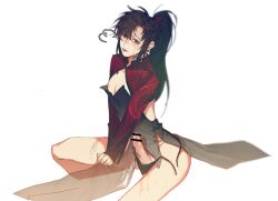 Rule 34 | 1boy, alternate costume, arm support, bar censor, bare legs, black dress, black hair, black panties, blurry, blush, breath, censored, china dress, chinese clothes, cleavage cutout, clothes grab, clothing cutout, crossdressing, cum, cum on body, cum on male, depth of field, dress, erection, grey eyes, hair between eyes, jujeop, long hair, long sleeves, looking at viewer, male focus, modao zushi, nipple slip, nipples, open mouth, panties, parted lips, pectorals, pelvic curtain, penis, ponytail, precum, red shrug, revealing clothes, see-through clothes, see-through dress, shrug (clothing), side-tie panties, side slit, sidelocks, simple background, sitting, solo, sweat, testicles, thighs, trap, underwear, untied panties, wei wuxian, white background