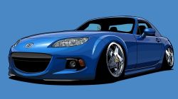 blue_background car commission eunos_roadster highres mazda mazda_mx-5 mazda_mx-5_nc motor_vehicle no_humans original second-party_source shadow simple_background vehicle_focus wheel yuh_7929