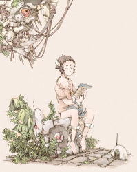 1girl bad_id bad_pixiv_id chell glados heart keiryou_nikyaku lizard plant portal_(series) portal_1 radio sitting spoilers sentry_turret_(portal) valve aperture_science_weighted_companion_cube