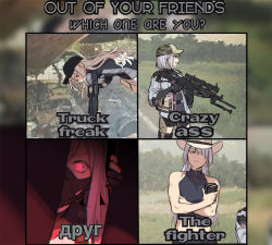 4girls ak-12_(girls&#039;_frontline) ak-15_(girls&#039;_frontline) an-94_(girls&#039;_frontline) blonde_hair blue_eyes cowboy_hat defy_(girls&#039;_frontline) drum_magazine english_text girls&#039;_frontline glowing glowing_eyes gun hat light_machine_gun machine_gun magazine_(object) magazine_(weapon) maiqo mask meme mouth_mask multiple_girls pink_eyes rpk rpk-16 rpk-16_(girls&#039;_frontline) silver_hair weapon