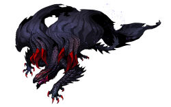 Rule 34 | absurdres, claws, creature, gore magala, highres, monster, monster hunter (series), open mouth, scales, tail, teru by m, white background, wings