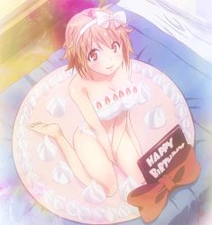 10s animated animated_gif barefoot blinking blush breasts cleavage cream feet kamiigusa_misaki nude sakura-sou_no_pet_na_kanojo screencap toes