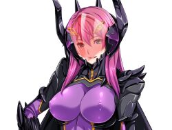 1girl armor assault_visor blue_eyes bodysuit breasts covered_erect_nipples dark_reica fake_horns game_cg gentle_sasaki headgear helmet horned_helmet horns large_breasts large_variant_set licking_lips long_hair looking_at_viewer non-web_source official_art open_mouth pink_hair purple_bodysuit shindou_hatsune skin_tight smile solo soukou_senki_prism_reica tongue tongue_out transparent_background upper_body variant_set