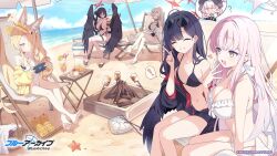 ! &lt;|&gt;_&lt;|&gt; 6+girls ? animal_ear_fluff animal_ears bare_arms bare_legs bare_shoulders barefoot beach beach_umbrella belt bikini black_bikini black_hair black_hat black_one-piece_swimsuit black_sandals black_shirt black_shorts black_wings blonde_hair blue_archive blue_sky blush breasts cleavage closed_eyes closed_mouth cloud commentary_request copyright_logo copyright_name copyright_notice crazy_straw crossed_legs cup day drinking_straw english_text eyewear_on_head feathered_wings food fox_ears fox_girl fox_tail frilled_bikini frills fruit grin hair_behind_ear hair_bun hair_over_one_eye halo hand_up handheld_game_console hasumi_(blue_archive) hasumi_(swimsuit)_(blue_archive) hat head_wings heart heart_straw highleg highleg_bikini highleg_one-piece_swimsuit holding holding_cup holding_handheld_game_console holding_plate horizon ichika_(blue_archive) ichika_(swimsuit)_(blue_archive) koharu_(blue_archive) large_breasts long_bangs long_hair looking_at_another looking_at_viewer low_wings marshmallow mika_(blue_archive) mika_(swimsuit)_(blue_archive) misyune multiple_girls nagisa_(blue_archive) nagisa_(swimsuit)_(blue_archive) navel ocean official_alternate_costume official_alternate_hairstyle official_art one-piece_swimsuit open_fly open_mouth orange_(fruit) orange_slice outdoors parfait pink_eyes pink_hair plate purple_halo red_eyes red_halo roasted_marshmallow sandals second-party_source seia_(blue_archive) seia_(swimsuit)_(blue_archive) shirt shorts side_ponytail sitting sky small_breasts smile spoken_character spoken_exclamation_mark stomach sunglasses swimsuit tail teacup twintails umbrella unworn_sandals visor_cap white_bikini white_one-piece_swimsuit white_sandals white_wings wings yellow_eyes yellow_halo yellow_sandals