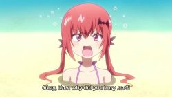 Rule 34 | 4girls, animated, anime screenshot, baseball bat, beach, gabriel dropout, gabriel tenma white, multiple girls, outdoors, raphiel shiraha ainsworth, sand, satanichia kurumizawa mcdowell, sound, subtitled, suikawari, tagme, video, vignette tsukinose april