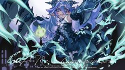 are_(user_yssc7382) black_dress demon_horns dress gothic_lolita highres horns loli lolita_fashion longyan_(seer) seer_(game) wings