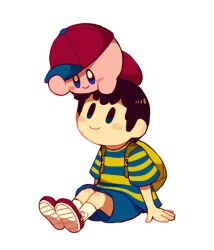 2boys artist_request bad_tag black_hair child kirby kirby_(series) mother_(series) mother_2 multiple_boys ness_(mother_2) nintendo source_request super_smash_bros. yaoi