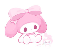1girl animal_ears bow cake cake_slice chibikemo commentary commentary_request cotton_blanc crying crying_with_eyes_open english_commentary flower food fork furry furry_female hair_flower hair_ornament holding holding_fork korean_commentary looking_at_viewer mixed-language_commentary multiple_views my_melody onegai_my_melody pink_bow pleading_eyes rabbit_ears rabbit_girl sanrio simple_background sitting solid_oval_eyes solo_focus tears white_background