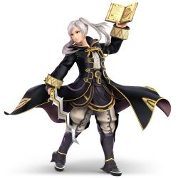 1girl 3d absurdres arm_up book coat female_focus female_robin_(fire_emblem) fire_emblem fire_emblem_awakening full_body highres huge_filesize looking_to_the_side nintendo official_art open_book serious silver_hair solo standing super_smash_bros. sword transparent_background twintails weapon wizard