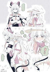 ! ... 2girls ? absurdres armband blush choker closed_mouth collared_shirt commentary_request demon_tail dress flying_sweatdrops frown hair_ribbon hat heart highres horns long_hair miyachi_(tanya_visha) multiple_girls necktie pants phoebe_(wuthering_waves) ribbon shirt smile spoken_ellipsis spoken_exclamation_mark spoken_question_mark sun_hat sweat tail tail_around_another&#039;s_leg tail_wrap wuthering_waves yuri zani_(wuthering_waves)