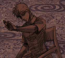 1boy akagi akagi:_yami_ni_oritatta_tensai akagi_shigeru fukumoto_mahjong lowres male_focus monochrome solo
