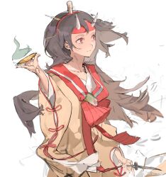 1other absurdres androgynous black_hair blue_fire bow bowtie brown_kimono candle_on_head closed_mouth collarbone corallo cowboy_shot cup fire floating_hair hair_ornament hairband hairpin headband highres holding holding_cup holding_sword holding_weapon horns japanese_clothes kimono len&#039;en light_smile long_hair long_sleeves looking_ahead multiple_hairpins other_focus red_bow red_bowtie red_eyes red_hairband red_headband red_ribbon ribbon sakazuki short_sword sleeve_ribbon solo striped_bow striped_bowtie striped_clothes sword taira_no_chouki watermark weapon weibo_watermark white_background white_horns wide_sleeves wind