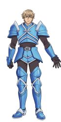 Rule 34 | 1boy, anime coloring, aoi tomato, armor, belt, blue eyes, breastplate, brown hair, clenched hand, closed mouth, full body, gauntlets, greaves, highres, looking at viewer, male focus, open hand, palms, short hair, shoulder armor, simple background, smile, solo, spread fingers, standing, transparent background, tsuihousha shokudou e youkoso!, v-shaped eyebrows, vigor (tsuihousha shokudou e youkoso!), wavy hair