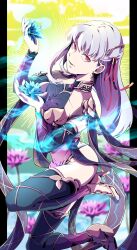 1girl armor ass bikini_armor breasts colored_inner_hair commentary_request fate/grand_order fate_(series) full_body highres long_hair looking_at_viewer medium_breasts multicolored_hair pink_hair red_eyes thighhighs ttmaru_1739 type-moon