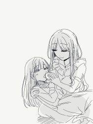 age_regression aged_down baby_bottle bang_dream! bang_dream!_it&#039;s_mygo!!!!! bottle greyscale highres monochrome mortis_(bang_dream!) nagasaki_soyo non-web_source wakaba_mutsumi