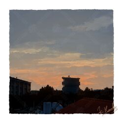 alu.m_(alpcmas) artist_name building cloud cloudy_sky evening highres no_humans original outdoors signature sky urban watermark