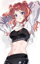 1girl artist_request gakuen_idolmaster hanami_saki idolmaster midriff navel tagme