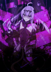Rule 34 | 1girl, absurdres, ahoge, amakubo yuri, aoi tabane, bare shoulders, black gloves, black skirt, black sleeves, black thighhighs, chain, clothing cutout, collar, commission, corruption, covered navel, dark persona, detached sleeves, flat chest, from above, garter straps, gloves, hair ornament, head wings, highres, kouyoku senki exs-tia, leotard, liberator (kouyoku senki exs-tia), liberator yuri (kouyoku senki exs-tia), long hair, looking at viewer, overskirt, parted lips, puffy sleeves, purple eyes, purple hair, purple sleeves, purple theme, short sleeves, showgirl skirt, sidelocks, skeb commission, skirt, smile, solo, standing, tail, thighhighs, twintails, virtual youtuber, wings