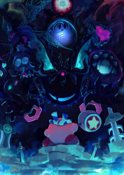absurdres chaos_elfilis colored_skin copy_ability crazy_eyes crazy_smile demon_horns disembodied_hand drawcia drawcia_soul extra_eyes false_smile fangs fecto_elfilis fighting_stance galaxia_(sword) hammer hammer_kirby hat headband heart hexagon highres holding holding_hammer holding_weapon horns jester_cap jewelry kirby kirby&#039;s_return_to_dream_land kirby&#039;s_return_to_dream_land_deluxe kirby:_planet_robobot kirby_star_allies kirby:_triple_deluxe kirby_(series) kirby_and_the_forgotten_land kirby:_canvas_curse kirby_super_star_ultra looking_at_another magic_circle magolor magolor_soul marx_(kirby) marx_soul master_crown necklace nintendo no_eyes no_humans pink_skin purple_hair queen_sectonia rayman_limbs smile soul_of_sectonia spoilers star_(symbol) star_dream suyasuyabi sword_kirby tongue tongue_out twitter_username ultra_sword_kirby void_soul void_termina watermark weapon wings