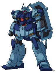 Rule 34 | commentary request, earth federation, gundam, gundam hathaway&#039;s flash, gustav karl, machinery, mecha, mecha focus, mobile suit, original, radio antenna, red visor, redesign, robot, science fiction, shield, signature, tessaku ro, white background