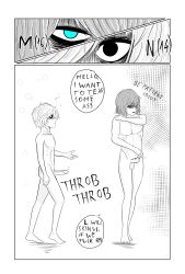 2021 2boys bad_tag blue_eyes comic death_note english_text erection male_focus mello_(death_note) monochrome multiple_boys near_(death_note) nude penis shota speech_bubble uncensored yaoi