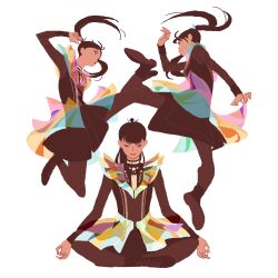3girls 55bata6rou babymetal black_boots black_hair black_pantyhose black_shirt black_skirt boots closed_eyes closed_mouth double_ok_sign floating_hair flying_kick full_body highres indian_style jumping kicking kikuchi_moa leg_up long_hair long_sleeves looking_at_another midair mizuno_yui multiple_girls nakamoto_suzuka ok_sign pantyhose ponytail real_life shirt simple_background sitting skirt twintails white_background