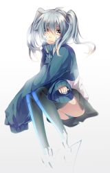 1girl bad_id bad_pixiv_id blue_eyes blue_hair ene_(kagerou_project) female_focus headphones highres kagerou_project long_hair matching_hair/eyes panties ri-rihoo solo twintails underwear vocaloid yamaha