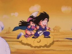 Rule 34 | 1980s (style), 1boy, 1girl, aged down, animated, animated gif, anime screenshot, armor, bikini, bikini armor, cape, chi-chi (dragon ball), dragon ball, dragon ball (classic), helmet, navel, oldschool, pink helmet, retro artstyle, son goku, surprised, swimsuit