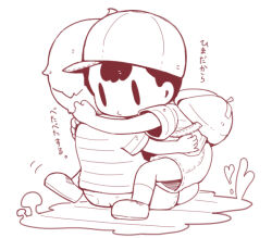 backpack bad_tag bag black_hair child hat hug legs lucas_(mother_3) mother_(series) mother_2 mother_3 ness_(mother_2) nintendo opipio_m shirt shoes shorts shota socks striped_clothes striped_shirt super_smash_bros.