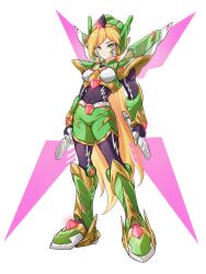 Rule 34 | 1girl, absurdres, alternate costume, armor, armored boots, armored gloves, belt, blonde hair, body armor, bodystocking, boots, breasts, chest jewel, commission, commissioner upload, covered navel, dual wielding, elbow gloves, elf (mega man zx prequel), energy sword, eyelashes, forehead jewel, gauntlets, gloves, green eyes, helmet, highres, holding, holding sword, holding weapon, jetpack, knee armor, knee boots, long bangs, long hair, marking on cheek, mechanical ears, mechanical wings, mega man (series), mega man zx, model h (mega man), non-web source, original, petite, shorts, shoulder armor, small breasts, sword, transparent background, uta guipiy, weapon, wings