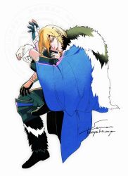 Rule 34 | 1boy, armor, artist name, black armor, black boots, black fur, blonde hair, blue cape, blue eyes, boots, cape, commentary request, dimitri alexandre blaiddyd, dimitri alexandre blaiddyd (timeskip), felix hugo fraldarius, fire emblem, fire emblem: three houses, fur-trimmed boots, fur-trimmed cape, fur trim, hair behind ear, highres, ingrid brandl galatea, invisible chair, konoyo ha mujo, looking to the side, male byleth (fire emblem), male focus, nintendo, parted bangs, parted lips, sideways glance, sitting, solo, sylvain jose gautier, watermark, white background, white fur