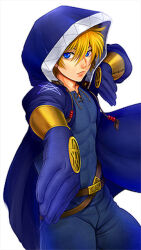 Rule 34 | 1boy, abs, belt, blonde hair, blue cape, blue eyes, blue shirt, blue shorts, cape, male focus, shijou saikyou no deshi ken&#039;ichi, shirt, shorts, star (symbol), tanimoto natsu