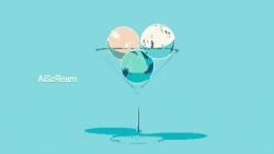 ai_scream!_(love_live!) aiscream_(love_live!) aqua_background artist_request cocktail_glass commentary_request cup drinking_glass food glass highres ice_cream ice_cream_scoop love_live! no_humans object_focus official_art pixel_art shadow song_name