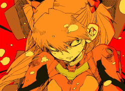 Rule 34 | 1girl, air bubble, bubble, clenched teeth, cockpit, green eyes, hair between eyes, lcl, mecha pilot suit, neon genesis evangelion, plugsuit, saburou (sblo), solo, souryuu asuka langley, teeth, twintails, underwater, upper body