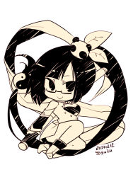 1girl 2014 bad_id bad_pixiv_id blazblue chibi china_dress chinese_clothes dated dress glasses kuro_yuzu lao_jiu litchi_faye_ling panda yin_yang