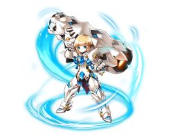 1boy aqua_eyes armor blonde_hair blue_necktie blunt_bangs brown_hair child chung_seiker clenched_hand closed_mouth colored_tips determined dot_nose elsword eyelashes full_armor full_body game_cg gauntlets hair_ears highres holding_cannon huge_weapon legs_apart magic male_focus multicolored_hair necktie official_art over_shoulder ress second-party_source short_hair solo standing tachi-e transparent_background v-shaped_eyebrows weapon weapon_over_shoulder