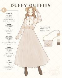 Rule 34 | 1girl, animal ears, animification, bear girl, brown hair, duffy and friends, duffy the disney bear, english text, full body, genderswap, highres, humanization, lips, long hair, long sleeves, looking at viewer, meecosme, shirt, smile, standing