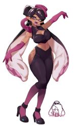 alternate_costume breasts callie_(splatoon) large_breasts little_blood simple_background solo splatoon_(series) splatoon_2 tentacle_hair white_background