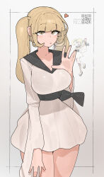 Rule 34 | 1girl, azz0422, blonde hair, blunt bangs, blush, breasts, brown eyes, closed mouth, furisode, furisode girl (pokemon), furisode girl katherine, heart, highres, holding, holding poke ball, japanese clothes, kimono, large breasts, long hair, looking at viewer, nintendo, open mouth, poke ball, poke ball (basic), pokemon, pokemon xy, simple background, smile, twintails, wide sleeves, yellow eyes