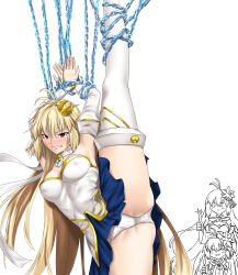 3girls absurdres ahoge archetype_earth archetype_earth_(third_ascension) arcueid_brunestud arcueid_brunestud_(mooncancer) bad_tag bdsm blonde_hair blue_notuki bondage bound chain choker crescent crescent_hair_ornament crescent_moon detached_sleeves dual_persona fate/grand_order fate_(series) gluteal_fold gold_trim hair_ornament highres long_hair magical_girl moon multiple_girls multiple_persona panties phantas-moon presenting_pussy pussy red_eyes short_hair spread_legs spread_pussy triplets underwear very_long_hair white_panties