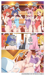 4girls :d animal_ears blonde_hair blue-senpai blue_eyes bocchi_the_rock! breasts censored cleavage cum detached_collar fake_animal_ears futanari gotoh_hitori green_eyes ijichi_nijika kita_ikuyo leotard long_hair looking_at_viewer medium_breasts mosaic_censoring multiple_girls open_mouth orange_hair pantyhose penis pink_hair playboy_bunny rabbit_ears rabbit_tail red_eyes red_hair short_hair small_breasts smile standing strapless strapless_leotard tail testicles v wrist_cuffs yamada_ryo
