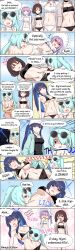 4girls absurdres atsuko_(blue_archive) atsuko_(swimsuit)_(blue_archive) bikini blood breasts highres hiyori_(blue_archive) hiyori_(swimsuit)_(blue_archive) licking licking_navel midriff midriff_fetish midriff_focus misaki_(blue_archive) multiple_girls navel navel_fetish navel_fingering navel_focus navel_insertion navel_spread nosebleed saori_(blue_archive) saori_(swimsuit)_(blue_archive) spread_navel sunglasses swimsuit torn_clothes translated underboob yuri