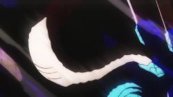 2boys abs age_difference alternate_form animated beard black_hair bracelet clothes_down club club_(weapon) cross_scar devil_fruit dragon dragon_boy dragon_horns epic evil_eyes explosion facial_hair fighting flying gear_fourth giant holding holding_weapon horns japanese_clothes jewelry jumping kaidou_(one_piece) kanabou kimono large_pectorals long_hair looking_at_another male_focus monkey_d._luffy monsterification multiple_boys muscular mustache night night_sky one_piece pectorals purple_kimono scales scar scar_on_stomach sharp_teeth short_hair sky spiked_bracelet spikes teeth topless_male transformation weapon video