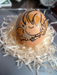 bird blonde_hair bow braid chick easter easter_egg egg closed_eyes heart lowres nest no_humans photo_(medium) ribbon tiv traditional_media unconventional_media