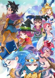6+girls animal_ears aqua_cape aqua_gemstone armor bikini_armor black_choker black_eyes black_gloves black_hair blonde_hair blue_eyes blue_gemstone blue_hair blue_leotard blue_tunic blunt_bangs blunt_ends bob_cut boots breasts brown_boots brown_eyes brown_gloves cape chinese_clothes choker circlet cleavage commentary_request curly_hair dragon_quest dragon_quest_iii dress earrings everyone fake_animal_ears fingerless_gloves floating_clothes floating_hair gadabout_(dq3) gem gloves gold_circlet green_dress hair_pulled_back hair_tubes half-closed_eyes hand_on_own_hip hat helmet heroine_(dq3) high_ponytail highres holding holding_staff jewelry kuzuno_ha large_breasts leotard long_hair mage_(dq3) mage_staff martial_artist_(dq3) medium_breasts merchant_(dq3) mitre multiple_girls neckerchief open_mouth orange_cape own_hands_clasped own_hands_together pants pink_hair pink_neckerchief playboy_bunny ponytail praying priest_(dq3) profile purple_cape purple_hair rabbit_ears red_armor red_eyes red_gemstone red_helmet roto_(dq3) sage_(dq3) short_hair silver_circlet single_hair_tube smile spiked_hair staff strapless strapless_dress strapless_leotard stud_earrings tunic twintails warrior_(dq3) winged_helmet witch_hat yellow_gloves yellow_pants yellow_sleeves