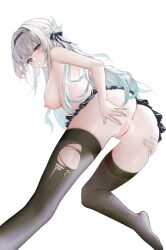 Rule 34 | 1girl, absurdres, anus, ass, black hairband, black skirt, black thighhighs, blhazx, blush, breasts, butt crack, cameltoe, censored, chinese commentary, commentary request, duplicate, firefly (honkai: star rail), grey hair, hair ornament, hairband, has bad revision, has censored revision, highres, honkai: star rail, honkai (series), large breasts, long hair, looking at viewer, md5 mismatch, microskirt, nipples, pleated skirt, pointless censoring, purple eyes, pussy, sideboob, simple background, skindentation, skirt, solo, sweat, thighhighs, thighs, topless female, torn clothes, torn thighhighs, uncensored, variant set, white background
