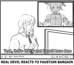 2girls chainsaw_man kaname_madoka mahou_shoujo_madoka_magica makima_(chainsaw_man) malicioussquirrel meme multiple_girls pointing